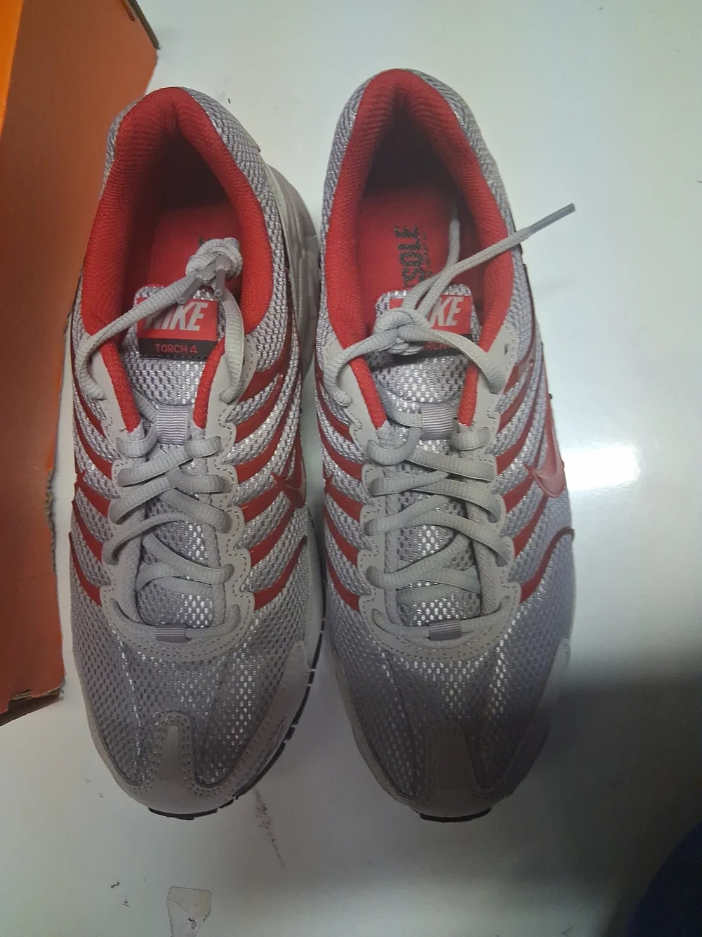 Nike Air Max Torch 4 Grey and Red Mesh Running Sneakers